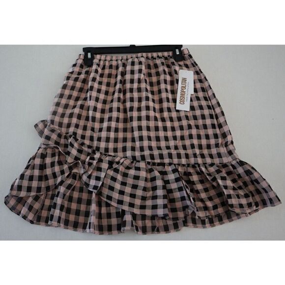 Cosmo Dress the Population Women's Sz L Black/Powder Gingham Plaid Esme Skirt - Picture 1 of 4